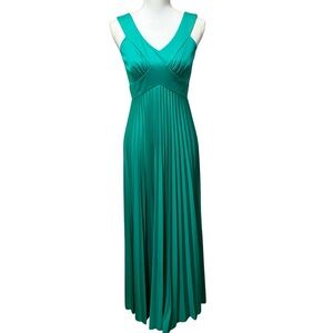 Vintage 1970's Jac-An Green Pleated Maxi Dress Sleeveless **Please Read**